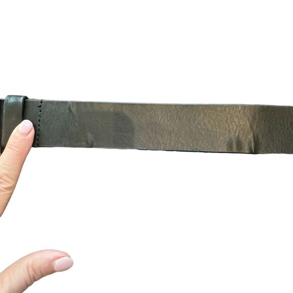 Vintage Y2K Black Leather Cross Belt Rhinestones Unisex Large 36-38 - Picture 3 of 5